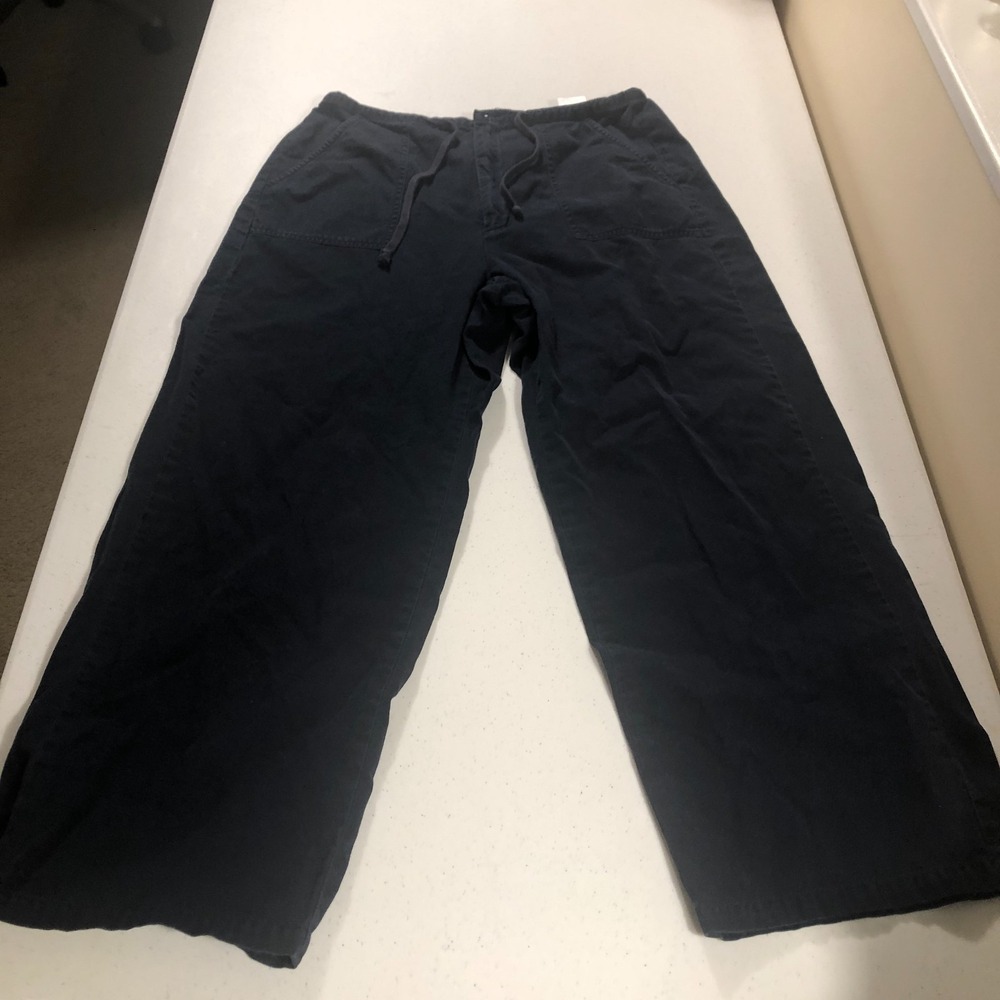 Eddie Bauer Womens‎ Cropped Pants Sz 12 Navy Blue 100% Cotton Gorpcore Coastal